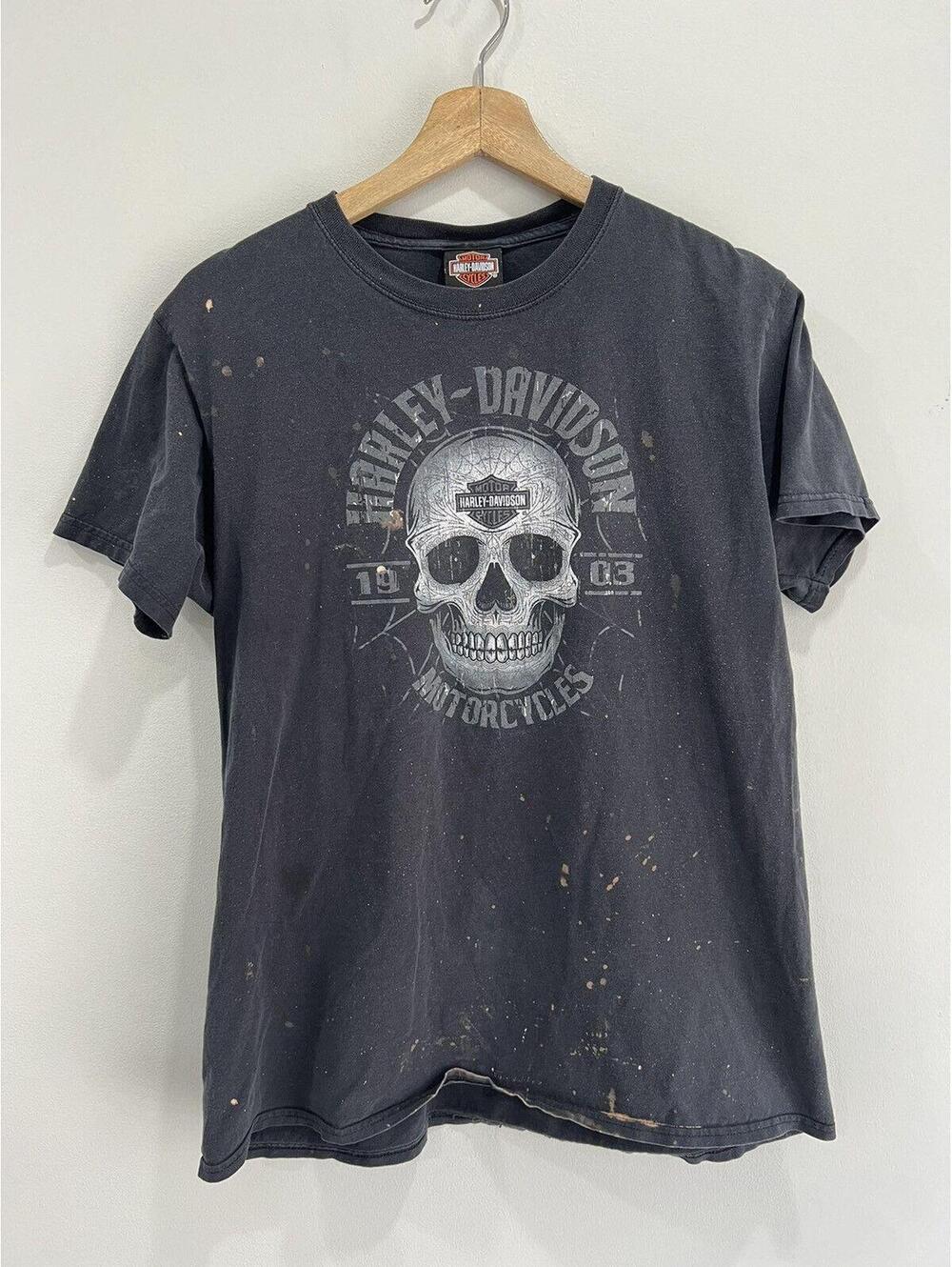 Vintage Harley Davidson Tee Shirt skull thrashed